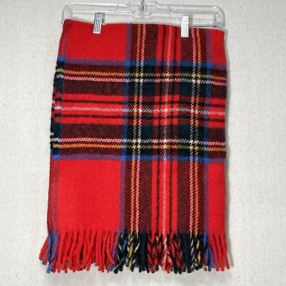 Scottish Wool Tartan Blanket Throw Royal Stewart Plaid Heather Isle 56x35
